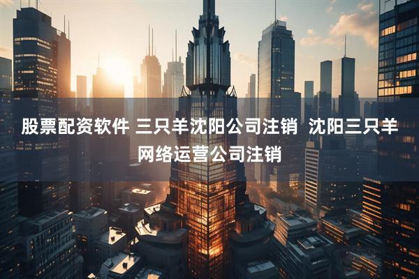 股票配资软件 三只羊沈阳公司注销  沈阳三只羊网络运营公司注销