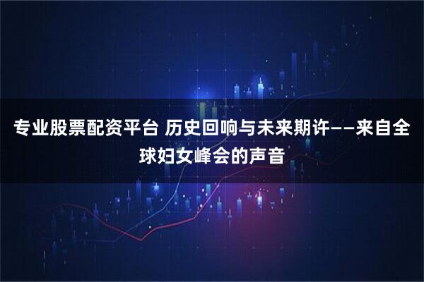 专业股票配资平台 历史回响与未来期许——来自全球妇女峰会的声音